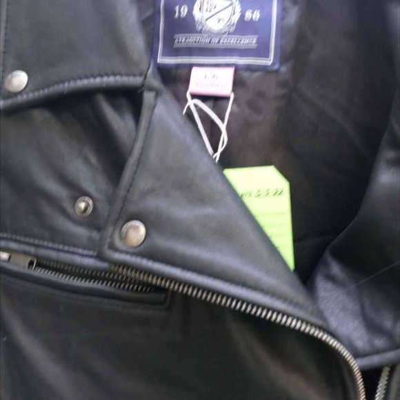 PINK Victorias Secret Black Leather Motorcycle Vest.Womens Large 's - Picture 7 of 8